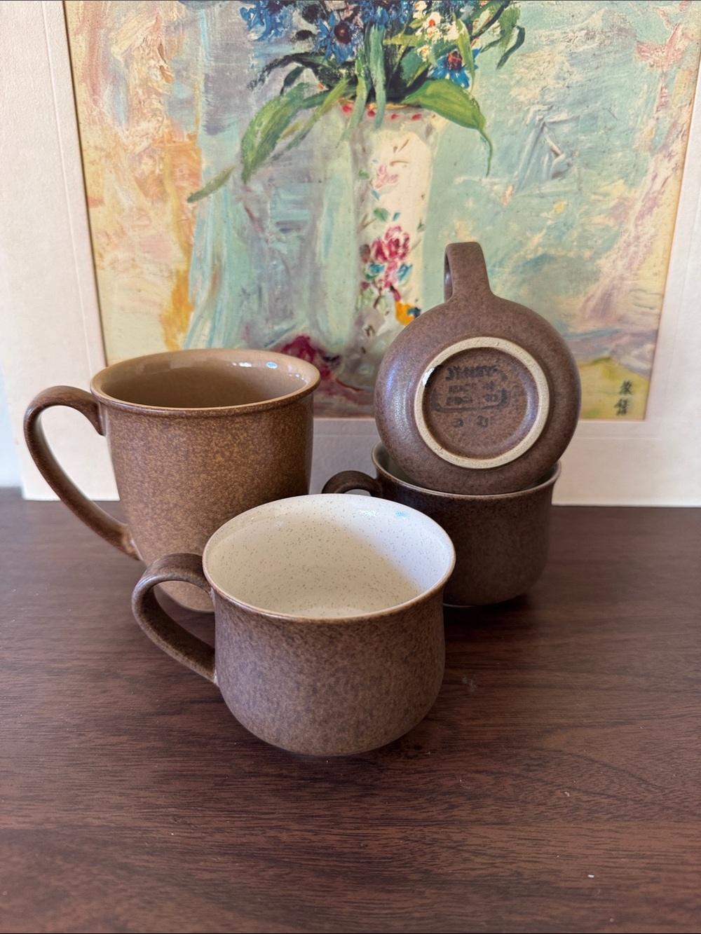Vintage Denby Potpourri Stoneware Bundle - 1 Tall Mug & 3 Flat Cups